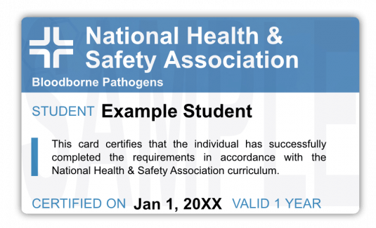 Bloodborne Pathogens Front of Card