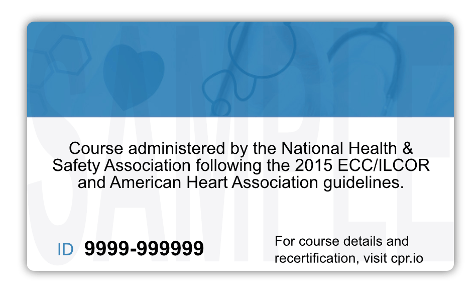 NHSA Sample CPR Certification Card Back