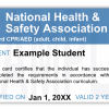 NHSA Sample CPR Certification Card Front