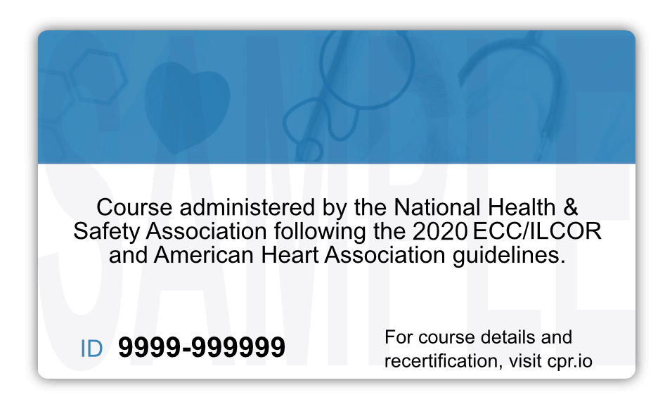 NHSA Sample CPR Certification Card Back